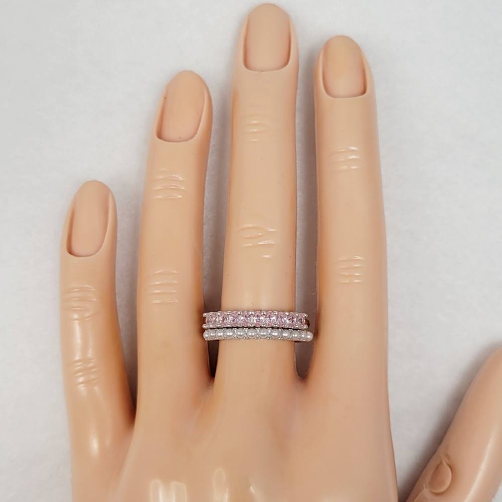 Sterling Silver Pearl Stack Ring - Picture 13 of 15